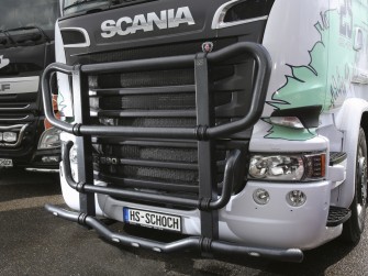 Scania, Bullfänger, Kuhfänger, Rammschutz, Rammschutzbügel, BumpBar, FrontBar, Truck Styling, LKW-Zubehör, HS-Schoch